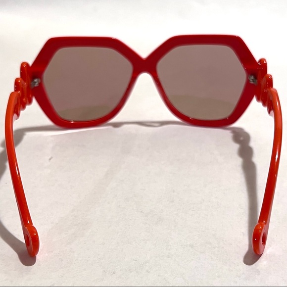 Authentic Emilio Pucci 59mm Geometric Sunglasses Shiny Orange/Mirror Lens - Picture 7 of 17